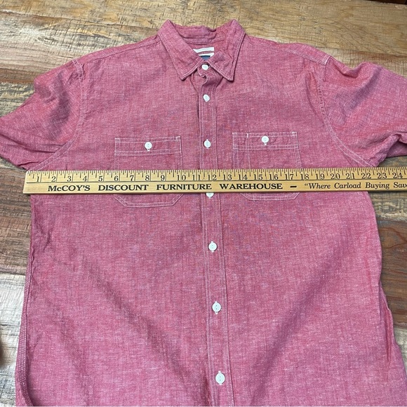 Old Navy Shirt Mens L Red Slim Fit Linen Blend Button Down Long Sleeve Shirt - Picture 4 of 9